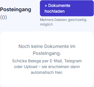 Belege direkt im Posteingang der Firma hochladen